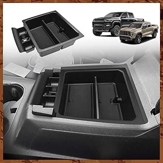 Muslogy Center Console Organizer Compatible with 2023-2025 2026 Chevy Colorado/GMC Canyon Accessories, Interior Storage Box Coin Container Armrest Secondary Tray Fit with OEM Tray (Black)
