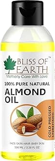Sweet Almond Oil for Skin, Cold Pressed Organic for Hair, 100% Pure for Face, Nails & Baby Skin – 100ml