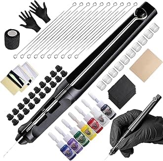 HAWINK Tattoo Kit Tattoo Pen Kit Poke a Stick Tattoo Hand Tool Kit with 7 Ink 20 PCS Needles GK-HW803TN01-1