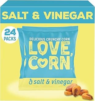 – LOVE CORN Salt & Vinegar Crunchy Corn Snack | 24 x 20g Bags | Kosher, Vegan, Gluten-Free | Simple Ingredients, Low Calorie, Low Sugar | Great For Lunchbox & On The Go | Perfect Healthy Graze | UK Made
