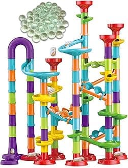142 PCS Marble Toy Premium Set,STEM Educational Building Block Toy,Marble Track Race Set with 30 Glass Marbles for Boys & Girls,Construction Building Blocks Toys for Kids