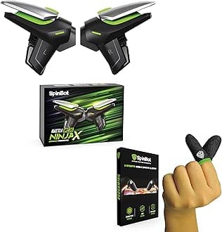 SpinBot BattleMods NinjaX Combo | Mobile Gaming Triggers + Finger Sleeves | for BGMI/Free Fire Max/COD Mobile- (Black)