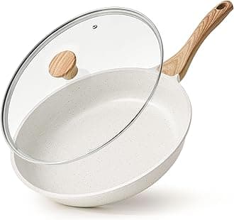 SENSARTE Nonstick Ceramic Frying Pan with Lid 8/9.5/10/11/12.5 Inch Omelet Pan Skillet, Free of Intentionally Added PFAS/PTFE Non-toxic Chef's Pan Induction Compatible Pan, Heat Resistant Handle