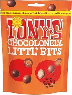 Littl’ Bits Chocolate Mix Balls - Mini Milk Caramel Sea Salt Biscuit Chocolates in Sharing Pouch - 100g