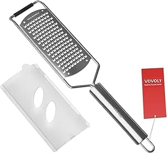 Vovoly Professional Zester Grater Coarse for Cheese, Carrot, Ginger, Coconut, Nuts and Horseradish, Kitchen grater with Razor-Sharp Stainless Steel Blade (Coarse)