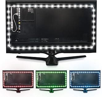 Luminoodle Color Bias Lighting, USB TV and Monitor Backlight LED Strip Lights Kit with Dimmer, Remote - 6.6 ft for 24" to 60" TV - Medium