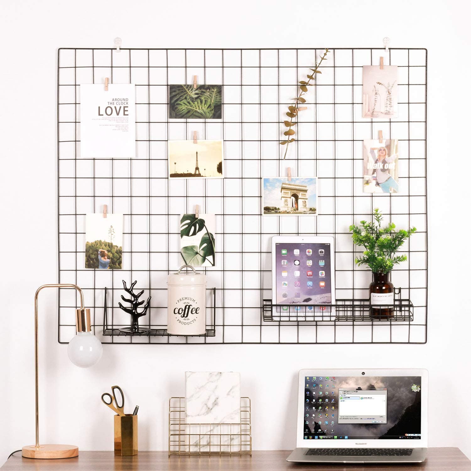 PLINRISE Mesh Grid Panel,Wall Decor/Photo Wall/Wall Art Display/Organizer,Memo Board Wall Art Decor/Display&Organizer (Black, 39.4" x 31.5")