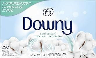 Downy Fabric Softener Dryer Sheets, 250 Count (16 x 22 cm) Cool Cotton Crisp Fresh Scent