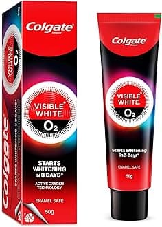 Colgate Visible White O2 Teeth Whitening Toothpaste (50g), Aromatic Mint, Enamel Safe, Fresh Breath