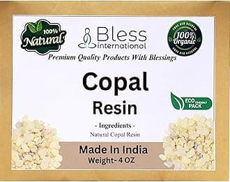Bless International Premium Grade A Indian White Copal Resin Dammar 100% Pure Natural Organic Blanco Tree Sap Gum Incense Sacred Aroma for Meditation Cleansing Wellness 0.25Lb-113.3-Grams-4-Ounce