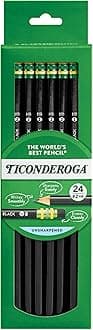 Dixon Ticonderoga Wood-Cased #2 Pencils, Box of 24, Black (13926) by Dixon Ticonderoga