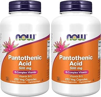 NOW Foods Supplements,Pantothenic Acid (Vitamin B-5) 500 mg,B-Complex Vitamin,250 Capsules (Pack of 2)