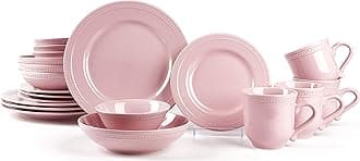 Pearl Dots Stoneware Dinnerware Set (20pc Set, Pink)