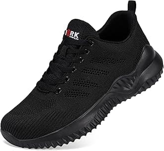 DYKHMILY Lightweight Steel Toe Shoes for Men Comfortable Safety Punch Proof Breathable Work Sneakers Cushion Slip Resistant Tennis Shoe (12, Classic Black/290)