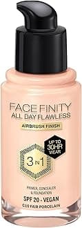Facefinity 3-in-1 All Day Flawless Liquid Foundation, SPF 20-10 Fair Porcelain, 30 ml