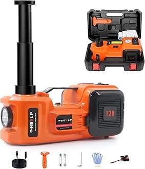 E-HEELP Electric Car Jack 5Ton 12V Kit Hydraulic (Lifting Range: 6.1~17.7 inch) with Inflator Electric Jack for Car SUV Sedan MPV Change Tires Garage Repair Emergency Kit