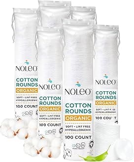Organic Cotton Rounds Compatible with Makeup Products, Eye Makeup Remover Pads and Baby Wipes, Small, 600 Count - Noleo