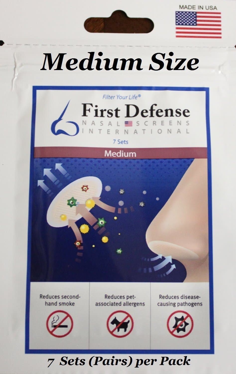 First Defense Nasal Screens - Multi-Size and Quantity Packs (1-Pack, Medium)
