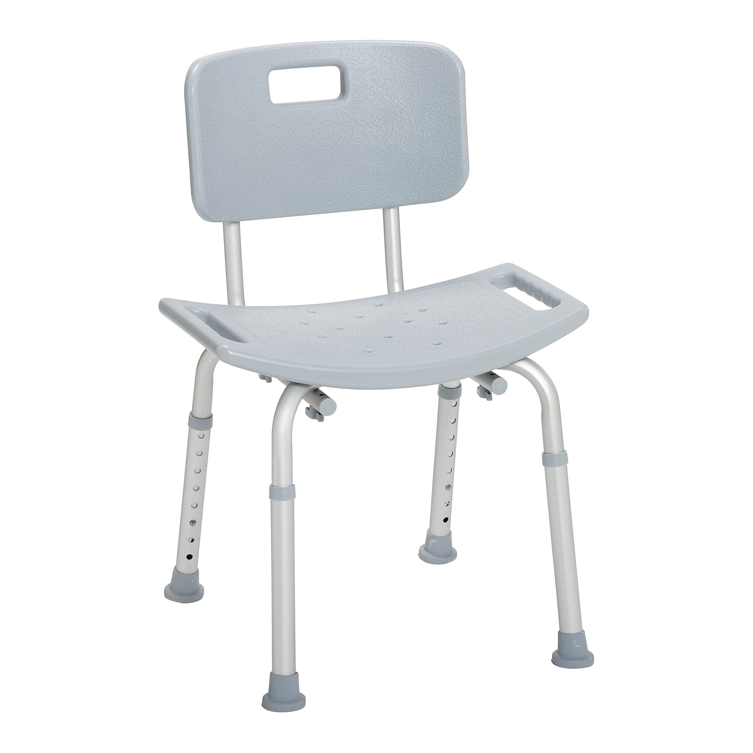 Drive Medical Shower Chair with Back - Adjustable Bathroom Bench - Suction Feet - Lightweight Durable Construction - Comfortable Contoured Seat - Grey