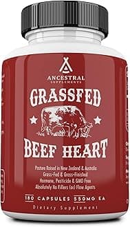 Ancestral Supplements Desiccated Natural CoQ10 Grass Fed Beef Heart 180 Capsules