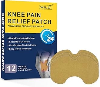 WILD+Large Knee Pain Relief Patch, Safe, Effective & Easy-to-Remove Heat Therapy Patches - 12PCS for Soothing Knee Pain,Pain Relieving for Neck/Knee/Muscle/Joints Pain