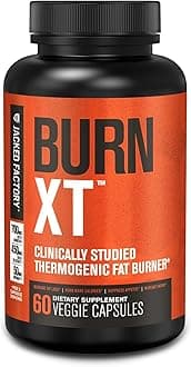 Jacked Factory Burn-XT Clinically Studied Fat Burner & Weight Loss Supplement - Appetite Suppressant & Energy Booster - with Acetyl L-Carnitine, Green Tea Extract and More - 60 Natural Diet Pills