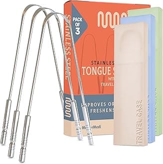 MasterMedi Tongue Scraper Cleaner (Set of 3 (with Travel Case))