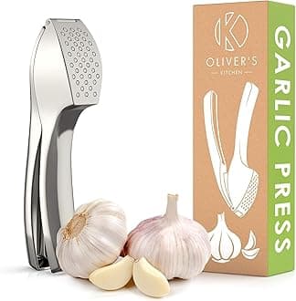 Premium Garlic Press - Super Easy to Use & Clean Garlic Crusher & Mincer - Crush Garlic & Ginger Effortlessly (No Need to Peel) - Built for Life - Strong & Durable - Stylish Design