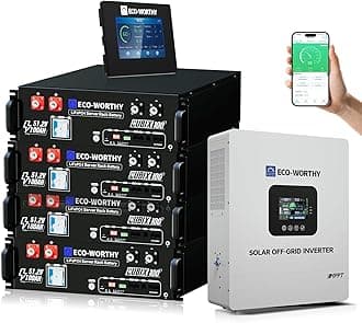 ECO-WORTHY Home Power Station Backup Power,20480Wh LiFePO4 Battery Support Communication,Bluetooth and WiFi,AC 5000W Inverter,Battery Monitor,for Home Backup,Emergency,Solar System Components