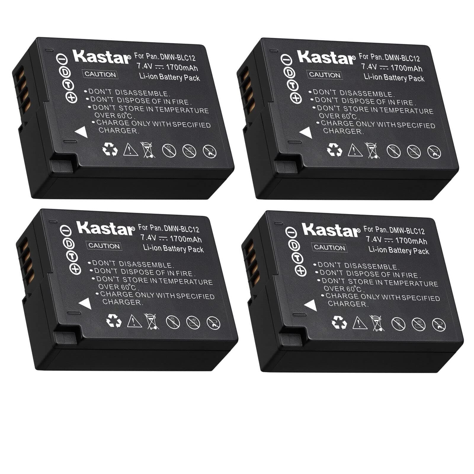 Kastar Battery (4-Pack) Replacement for Panasonic DMW-BLC12 DMW-BLC12E DMW-BLC12PP, Lumix DMC-FZ200, DMC-FZ1000, DMC-G5, DMC-G6, DMC-GH2, Leica BC-DC12 V-Lux 4 V-Lux 5, Sigma fp dp1 dp2 dp3 Quattro