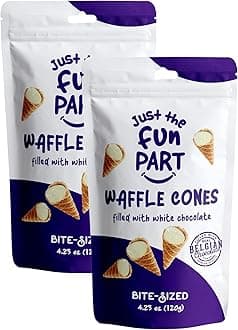 Bite-Size Crispy Mini Waffle Cones | Filled With Premium Belgian Chocolate | Great For Snacks, Desserts, Grab & Go | Kosher | 4.23 Ounce (Pack of 2, White Chocolate)