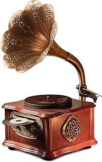 Wooden Phonograph Gramophone Turntable CD Player Stereo System Control 33/45 RPM FM AUX USB Ouput Bluetooth 4.2 … …