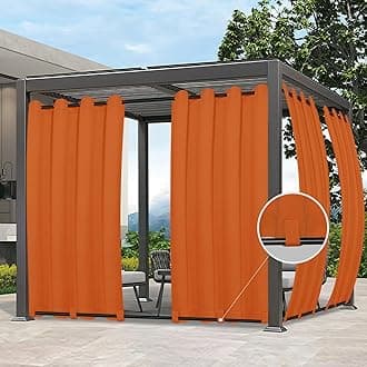 Easy-Going Outdoor Curtains Waterproof Windproof Weatherproof Curtain for Patio, Cabana, Porch, Pergola and Gazebo, Grommet Top and Tab Bottom Drape, 1 Panel, 54x84 inch, Orange