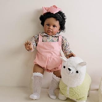 Pinky Lovely Reborn Baby Dolls Black 26inch 66cm Soft Vinyl Lifelike African American Toddler Baby Doll Real Look Newborn Baby Dolls Kids Toy for Ages 3+