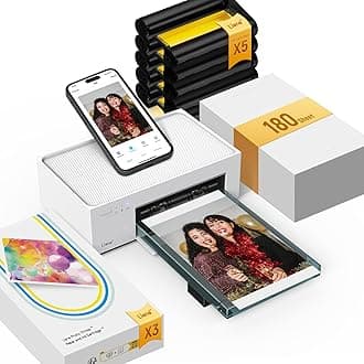 M100 4x6'' Photo Printer Bundle (180 pcs +5 Ink Cartridges), Wi-Fi Picture Printer for iPhone, Android, Smartphone, Computer, Dye-Sublimation, Portable for Home Use