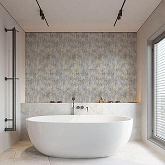 Gray Gold Tuxtured Wallpaper, 17.3" x 236", Industrial Metallic Wallpaper for Living Room, Bedroom, Non-Woven, Need Adhesive