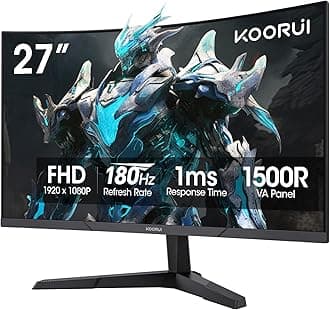 27 Inch Curved Gaming Monitor, Full HD 1080p 1500R 180Hz Computer Monitor, 99% sRGB, Adaptive Sync, Display Port 1.2x1 & HDMI 2.0x2, Eye Care, VESA Compatible, Black 27E6CA