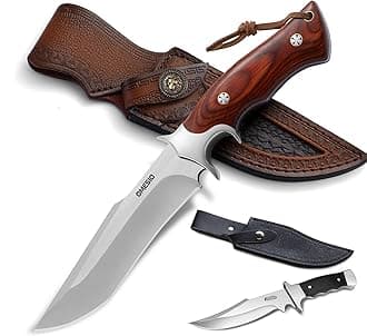 2 x Fixed Blade Knife with Sheath, Survival Knives Fulltang EDC Hunting knives with sheath for Men, Wood Handle