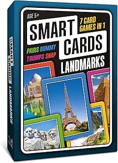 Landmarks Card Games - Matching Pairs, Snap, Trumps, Rummy, Happy Families (8 Games To Play) | Age 5+, 1-8 Players | Fun Family Travel Card Games and Gifts for Adults & Kids, Boys & Girls