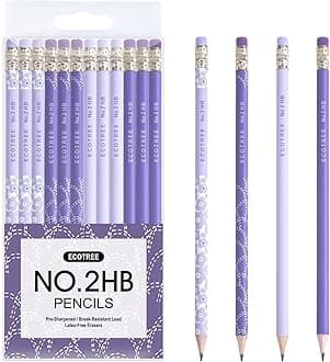 ECOTREE Pencils #2 HB, Pre-sharpened Pencils with Eraser Number 2 Pencils Cute Pencils Sharpened Pencils for Kids, School, Office, Stocking Stuffers for Kids, Christmas Gifts, 12 Pack