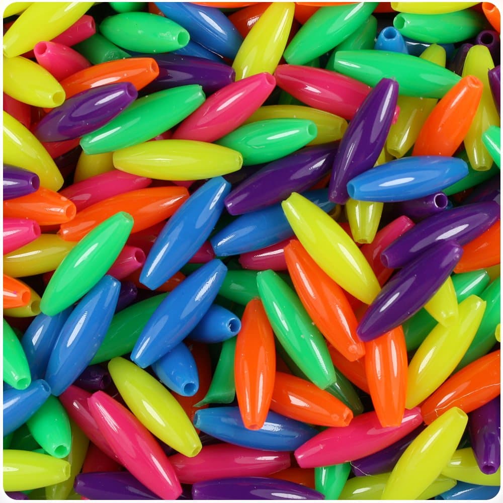 Neon Bright Multi 19mm Spaghetti Craft Beads (150pcs)