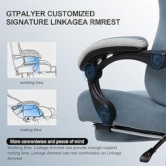 GTPLAYER Gaming Chair, Computer Office Chair with Pocket Spring Cushion, Linkage Armrests and Footrest, High Back Ergonomic Computer Chair with Lumbar Support Task Chair with Footrest