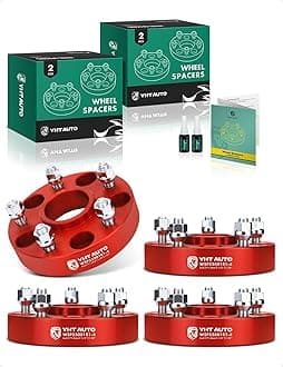YHTAUTO 5x5 Hub Centric Wheel Spacers 1.25 Inch Fit 1999-2018 XK WJ WK JK JL Jeep Grand Cherokee Wrangler Commander 5x127mm Tire Spacers w/ 1/2"-20 & 12.9 Grade Studs, 71.5mm Hub Bore 5 Lug 4PCS Red