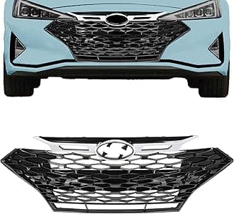 KUAFU Front Grill Compatible with 2019-2020 Hyundai Elantra Sport Sedan 86350F2NA0 HY1200246 Upper Bumper Grille Painted+Chrome Black&Silvery