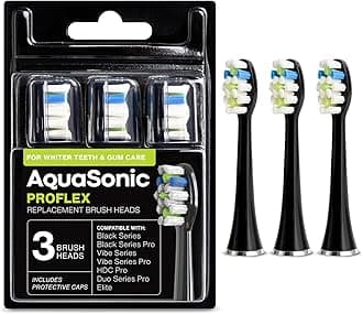 AquaSonic ProFlex Brush Head Replacement 3-Pack - Upgraded ProFlex Brush Heads For Improved Plaque Removal