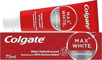 Max White Luminous Toothpaste 75ml - Teeth whitening Toothpaste - Clinically Proven Formula - Removes up to 100% of Surface Stains - SmartFoam System Cleans All Around Your Teeth