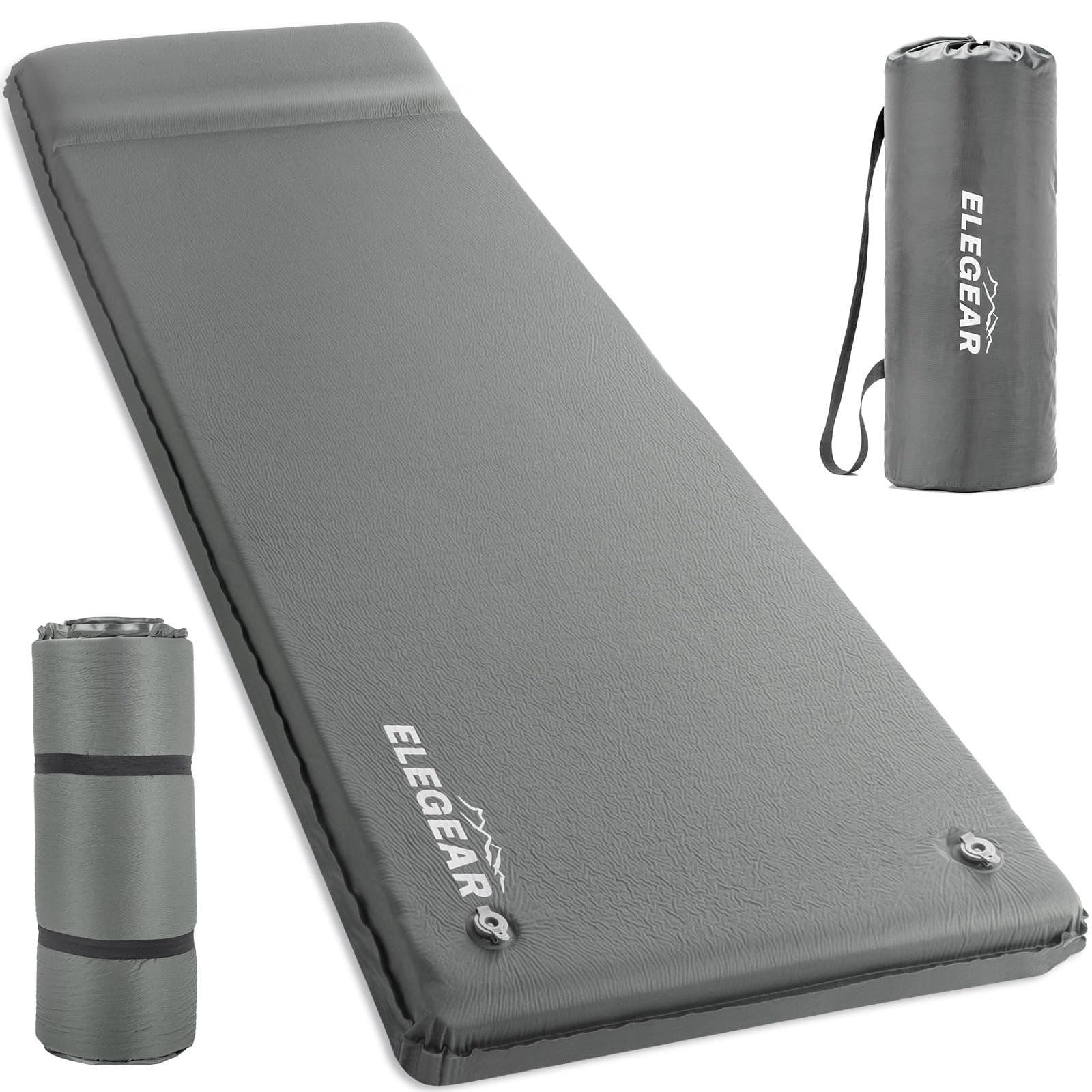 Elegear Self Inflating Sleeping Pad, 3.15" Ultra-Thick Memory Foam Camping Pad with Pillow Fast Inflating in 20s Insulated Camping Mattress Pad 4-Season Camp Sleeping Mat for Camp/Travel/Car/Tent