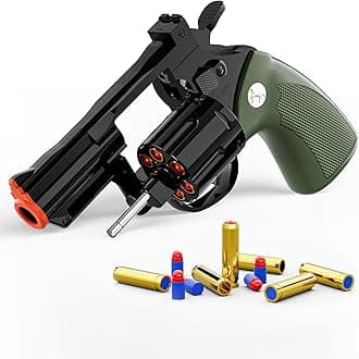 Toy Gun Soft Bullet Toy Revolver,Can fire Sponge Bullets,with 40 Bullets,for Age of 6 7 8 9 10+ Years Old Kid Boys Girls（Green）