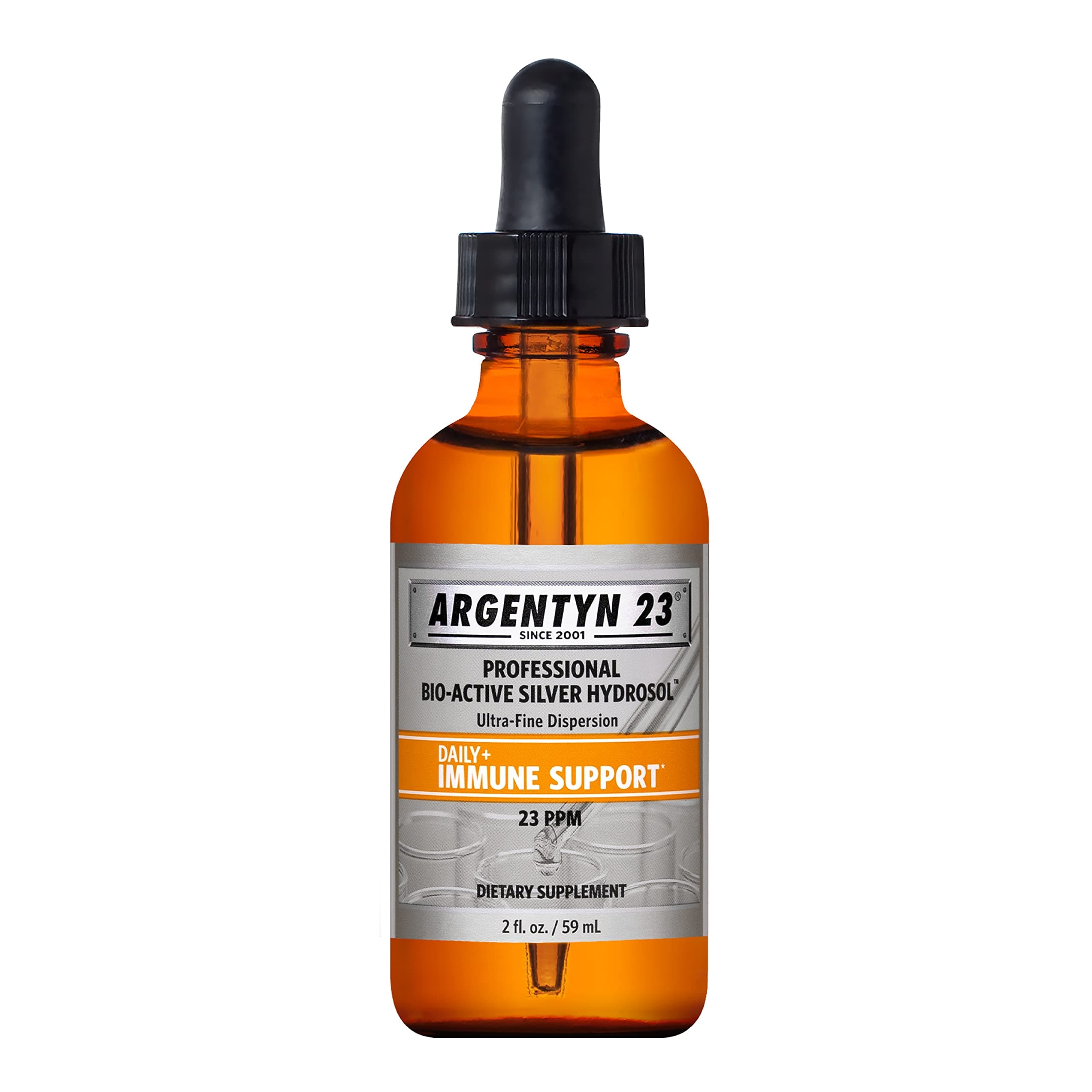 Professional Bio-Active Silver Hydrosol for Immune Support – Colloidal Silver, 23ppm, 2oz (59mL) – Dropper-Top