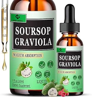 Soursop Leaves 1500mg Soursop Fruit 500mg - Soursop Liquid Drops for Cell Support for Women & Men - Soursop Bitters Liquid for Immune Support & Digestive Health - Soursop Graviola Complex Supplements